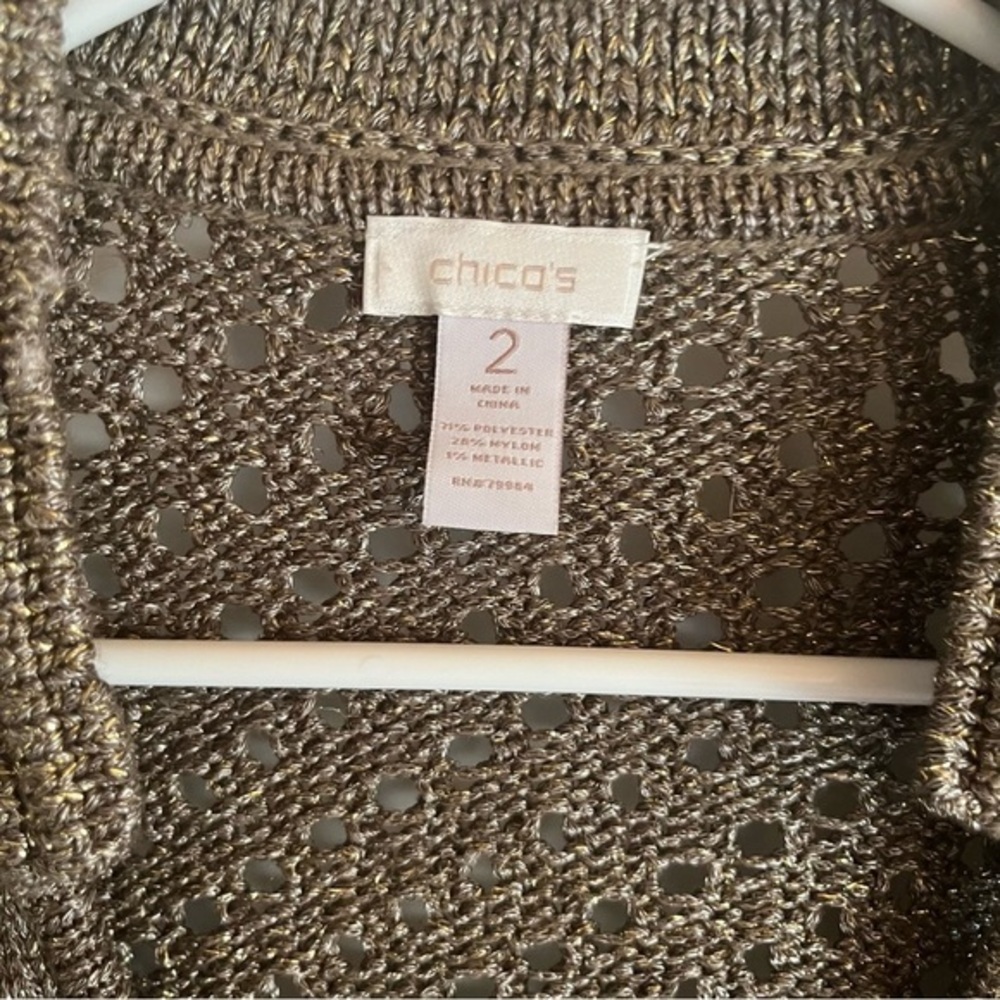 Chico’s Florence Caridigan Sweater Vanity Size 1 Gold Woven Mature Office Wear - Picture 4 of 8